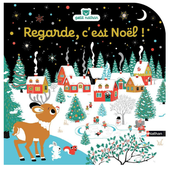 Livre d'éveil à toucher pour bébé "Regarde, c'est Noël !"