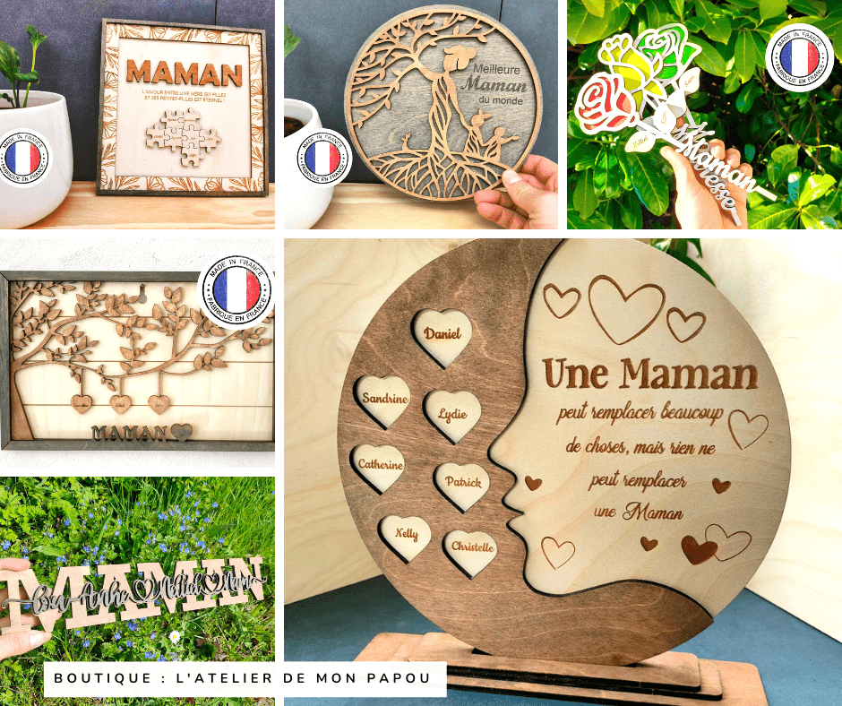 Idée cadeau pour maman - Créateur Etsy : L'Atelier de mon papou