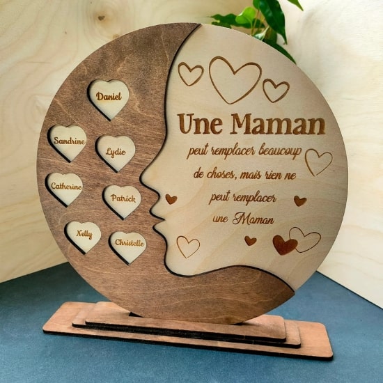 Cadeau de fête des mères en bois - Créateur Etsy : L'atelier de Papou