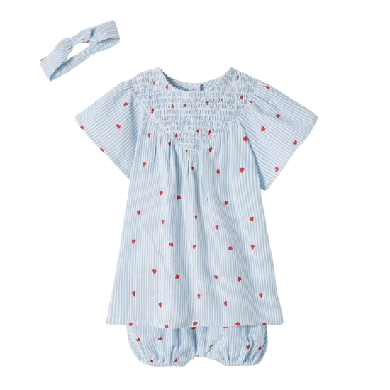 Ensemble robe + short + bandeau bébé