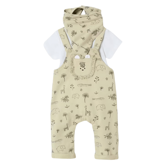 Ensemble naissance salopette + body + foulard vertbaudet