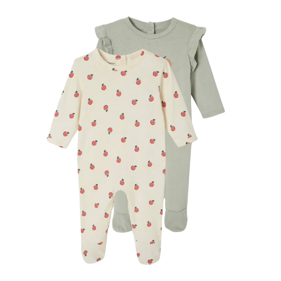 2 dors-bien bébé fille thème pomme vertbaudet
