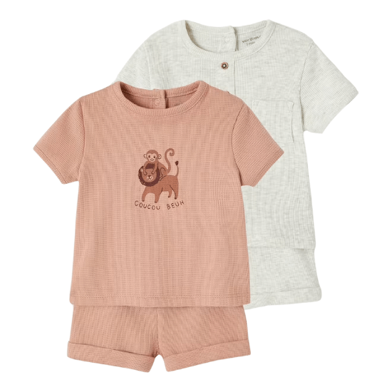 2 pyjashorts nid abeille naissance vertbaudet