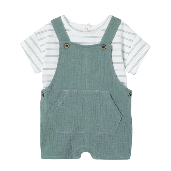 T-shirt et salopette courte personnalisable bébé vertbaudet