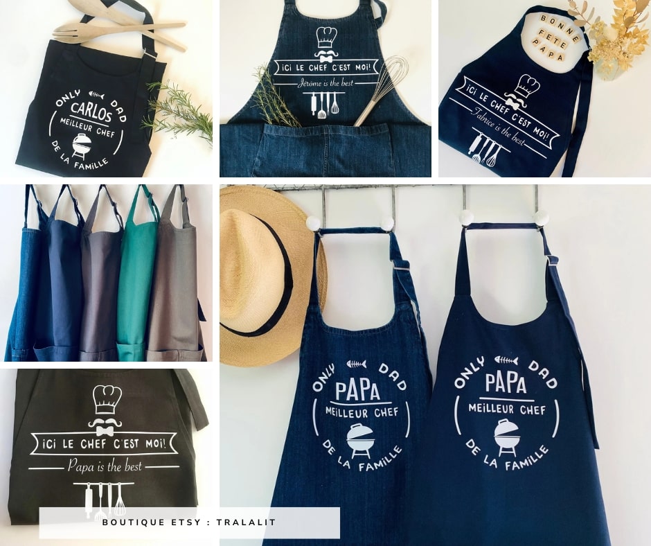 Tablier cadeau pour la fête des pères personnalisé - Créateur Etsy : Tralalit