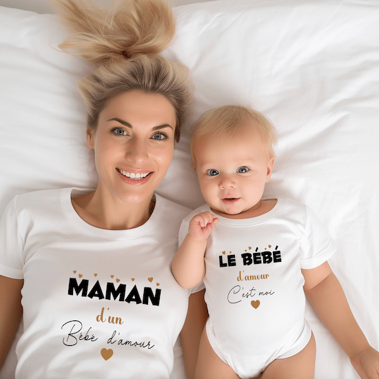 Ensemble t-shirts famille idée cadeau maternité - Créatrice ETSY : LicantyDesigns