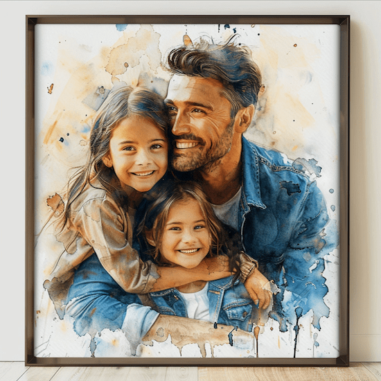Aquarelle personnalisée cadeau pour la fête des pères - Création Etsy : MangoDigitalPrints