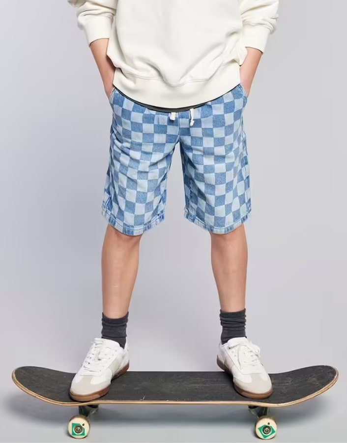 Bermuda motif damier forme loose JONEN