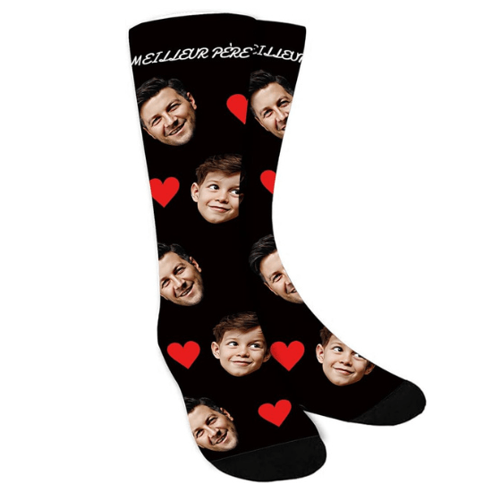 Chaussette personnalisé photo DPDP à offrir comme cadeau pour la fête des pères