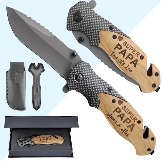 Couteau pliant personnalisé à offrir comme cadeau pour la fête des pères