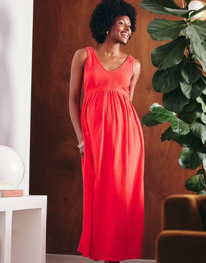 Robe longue de grossesse en gaze de coton vertbaudet