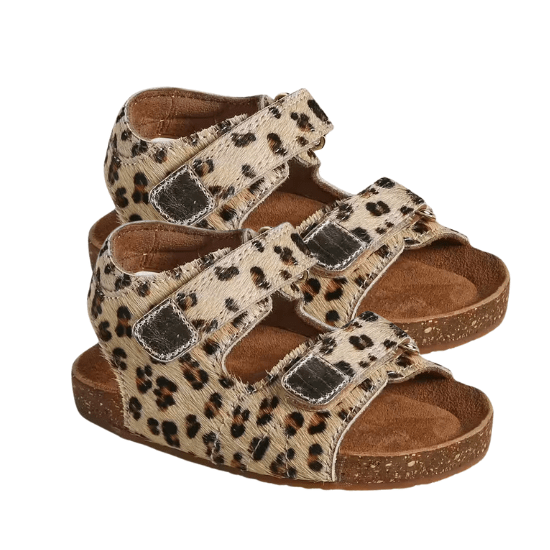 Sandales en cuir léopard bébé vertbaudet