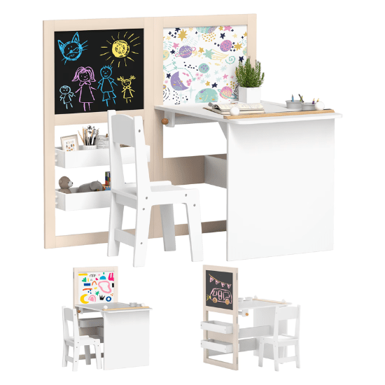 Bureau maternelle 3-en-1 pliable avec chevalet AIYAPLAY