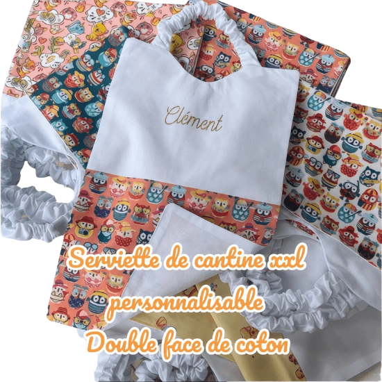 Serviette de cantine maternelle - Créatrice ETSY : KALICEDECO