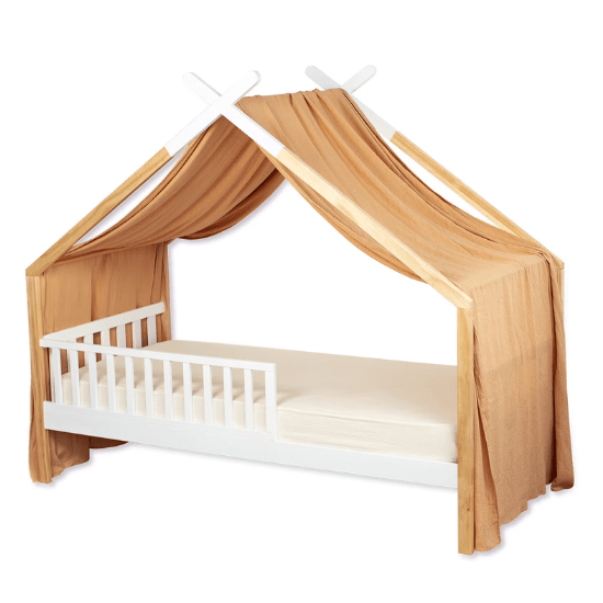Ciel de lit terracota pour chambre bébé jungle