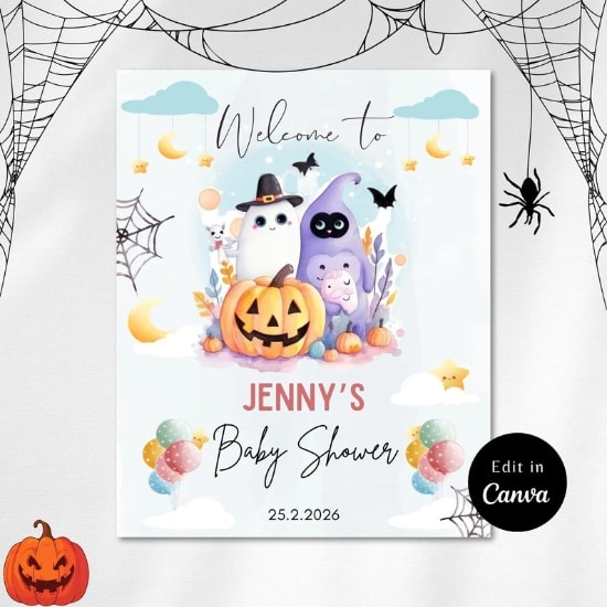 Invitation baby shower Halloween - Créatrice ETSY : Withlydesigns