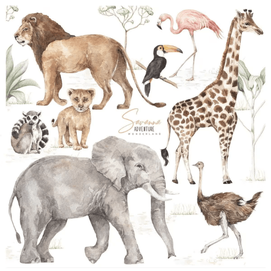 Stickers animaux de la Savane DEKORNIK pour chambre bébé savane