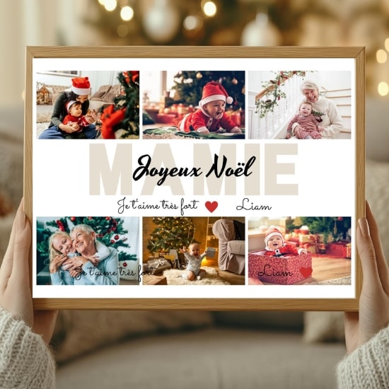 Idée premier cadeau de Noël pour bébé : un cadre en bois - Créatrice Etsy : MelcreasAffiches