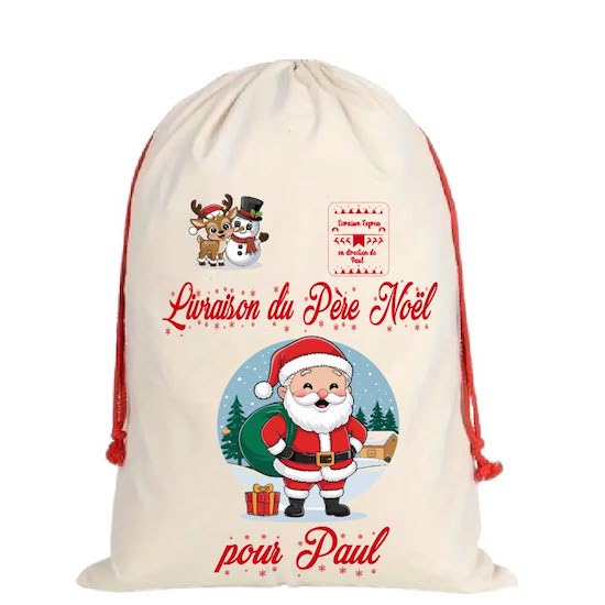 Hotte du Père Noël personnalisée